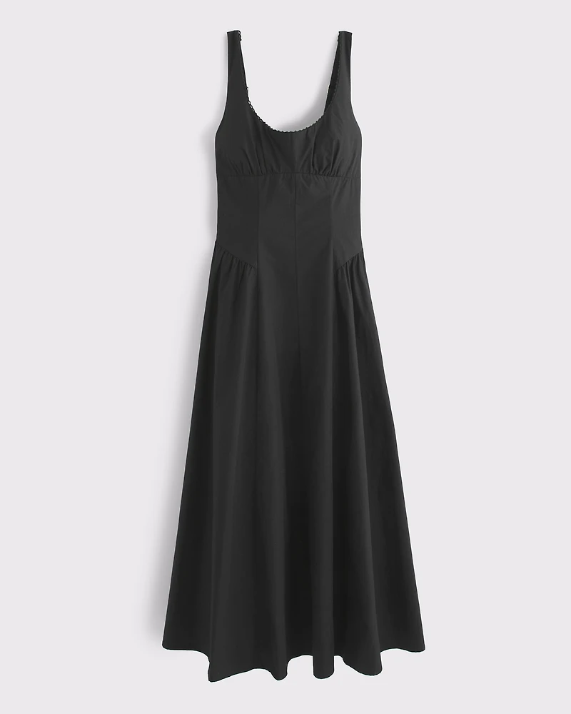 Bra-Free Scoopneck Dipped-Waist Midi Dress