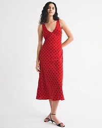 Bra-Free V-Neck Slip Midi Dress