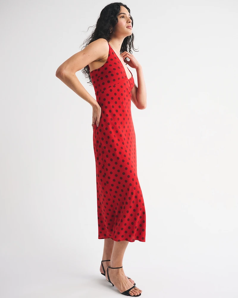 Bra-Free V-Neck Slip Midi Dress