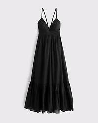 Bra-Free Tie-Back Flowy V-Neck Maxi Dress