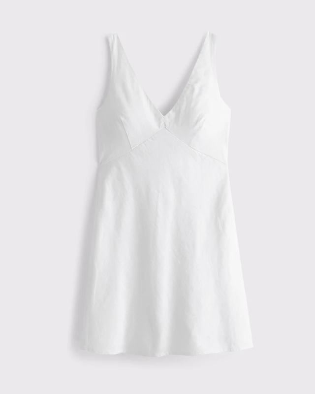 Abercrombie & Fitch Open-Back Halter Linen-Blend Mini Dress | MainPlace Mall