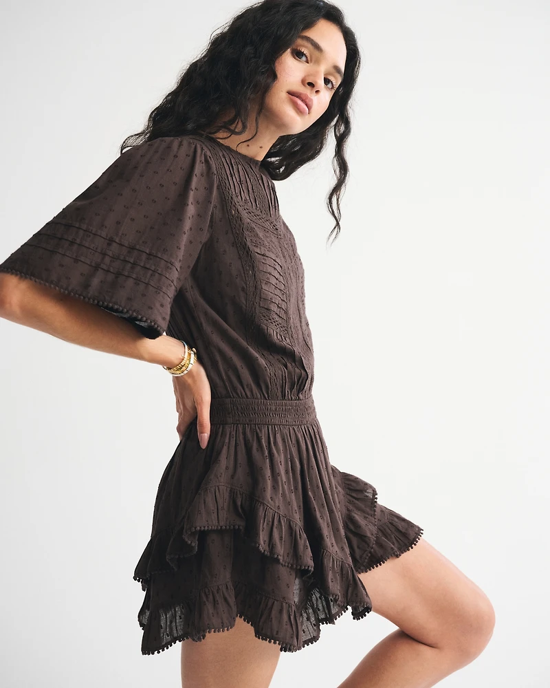Short-Sleeve Easy Waist Ruffle Skort