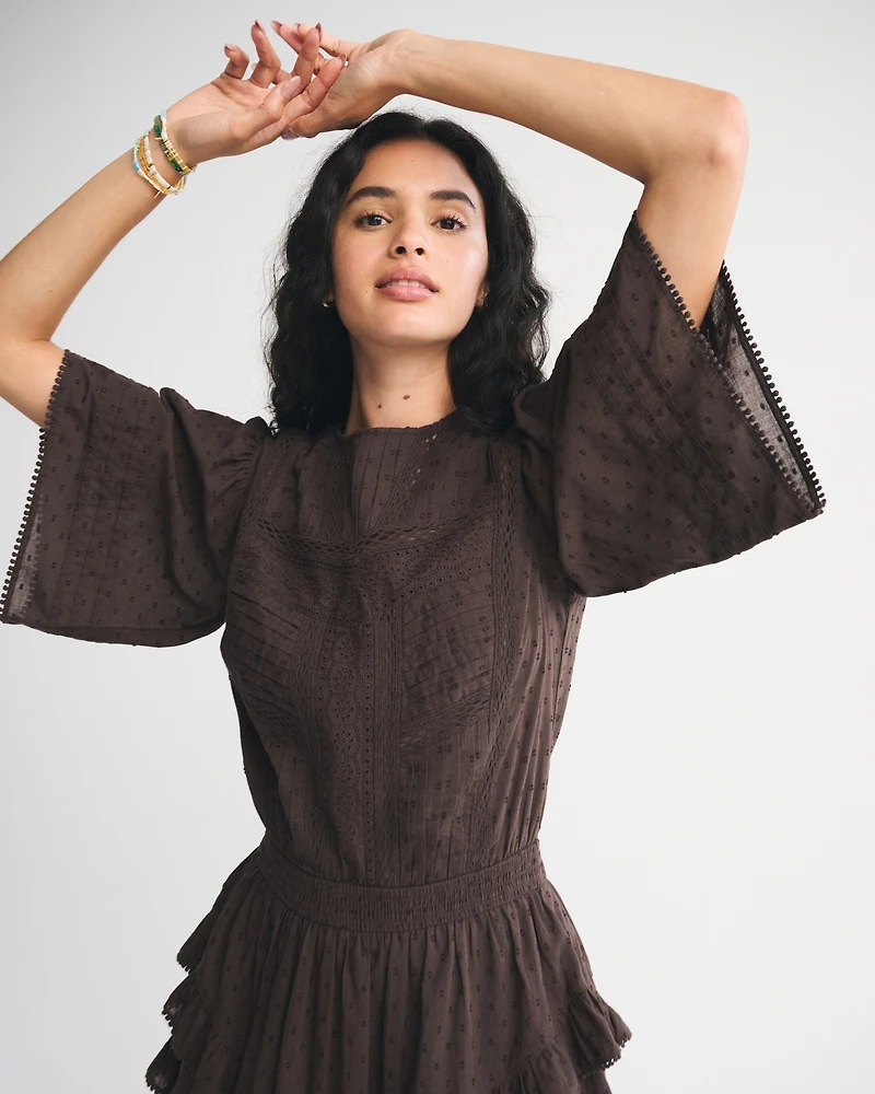 Short-Sleeve Easy Waist Ruffle Skort