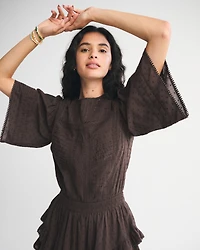 Short-Sleeve Easy Waist Ruffle Skort