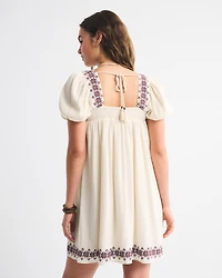 Puff Sleeve Babydoll Mini Dress