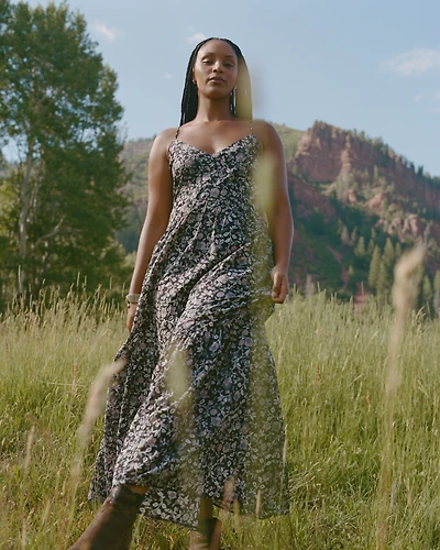 V-Neck Flowy Maxi Dress