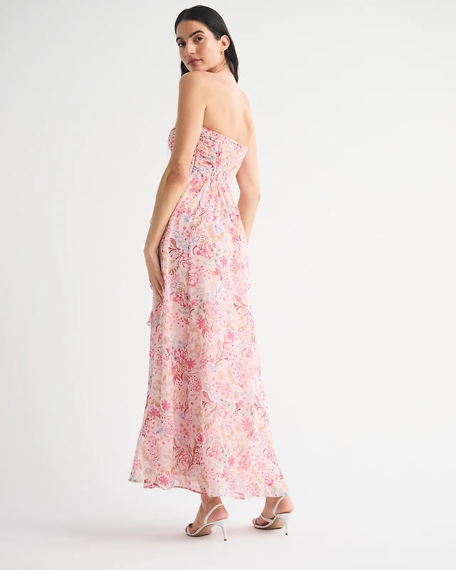 metallic clip gardenia cutout back maxi dress Adoria Sequin Cut Out Maxi Dress - Pale Pink