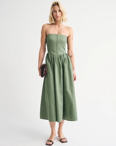 Bra-Free Dipped-Waist Midi Dress