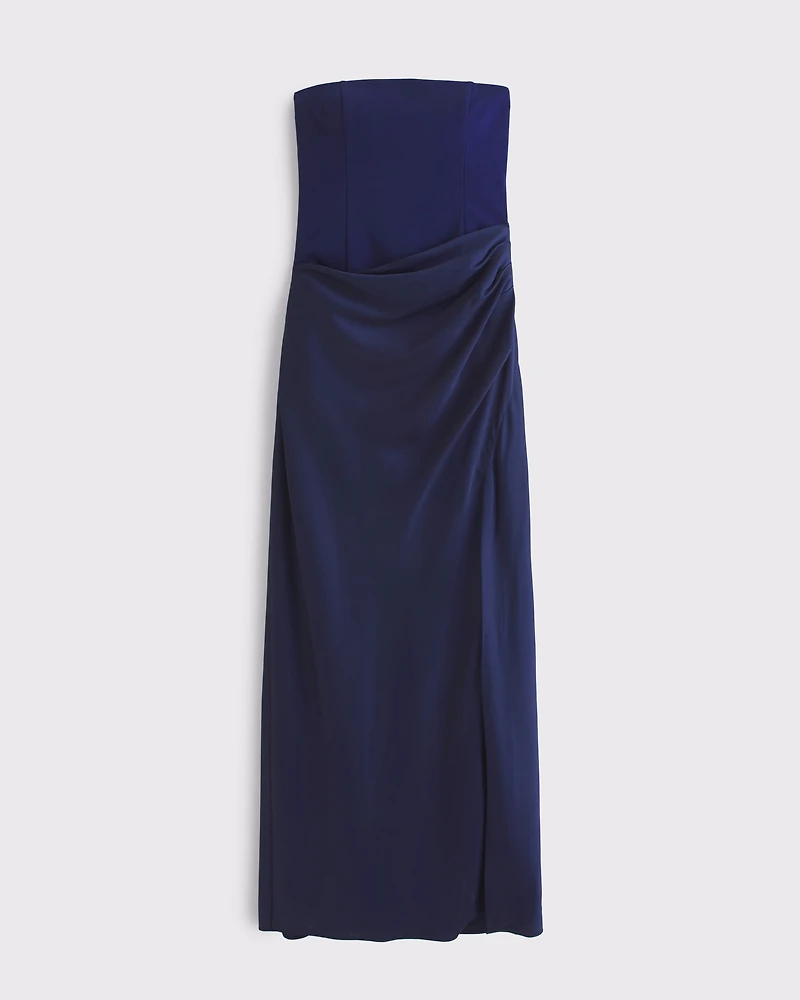 Bra-Free Strapless Draped Maxi Dress
