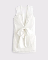 Faux Pearl High-Neck Mini Dress