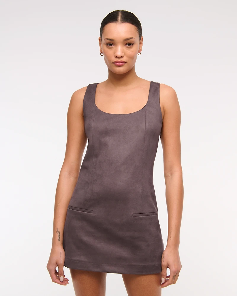 Vegan Suede Pinafore Mini Dress