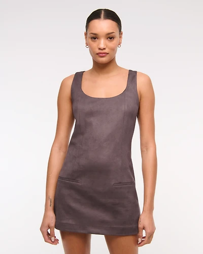 Vegan Suede Pinafore Mini Dress