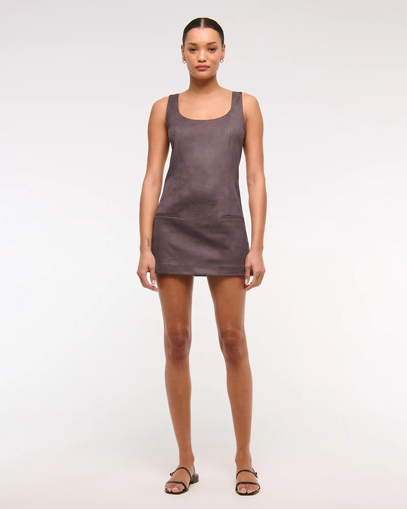 Vegan Suede Pinafore Mini Dress