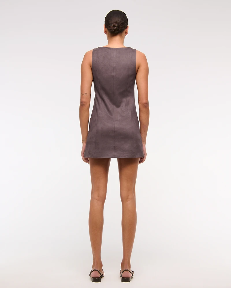 Vegan Suede Pinafore Mini Dress