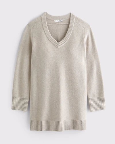 V-Neck Easy Mini Sweater Dress