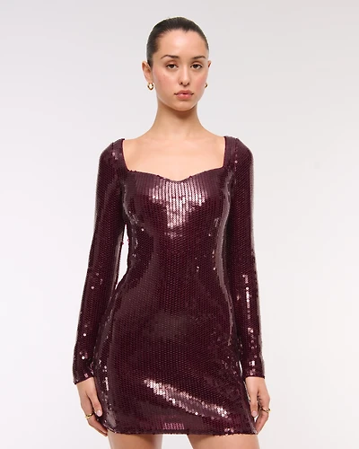 Bra-Free Sweetheart Sequin Mini Dress