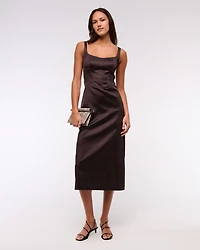 Sweetheart Satin Sculpt Midi Dress