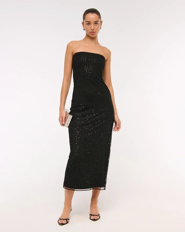 Milly Magnolia Strapless Beaded Sequin Maxi Dress | The Summit Milly Magnolia Strapless Beaded Sequin Maxi Dress | The Summit