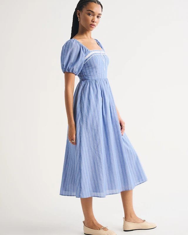 Abercrombie & Fitch A&F Emerson Puff Sleeve Midi Dress | Arden Fair Abercrombie & Fitch A&F Emerson Puff Sleeve Midi Dress | Arden Fair