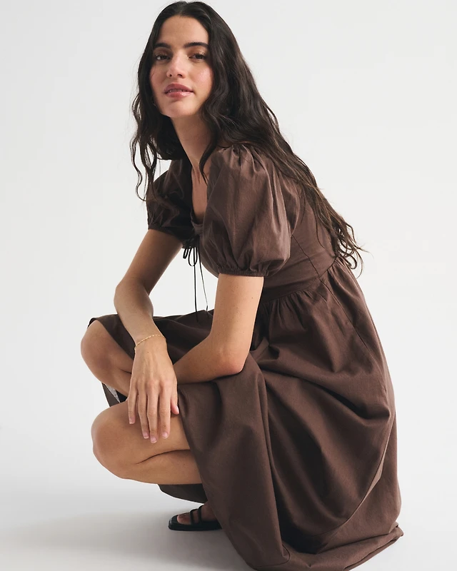 Abercrombie & Fitch The A&F Emerson Puff Sleeve Midi Dress | The Summit