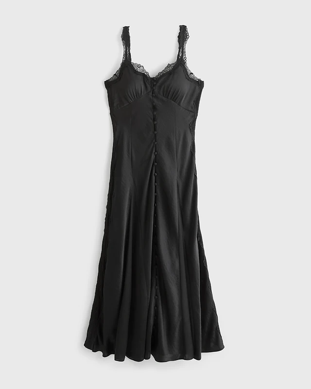 Abercrombie & Fitch Bra-Free Essential 90s Rib Midi Dress