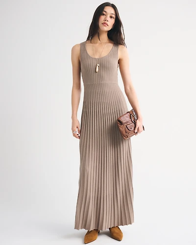 Pleated Maxi Sweater Dress