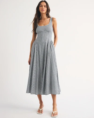 Abercrombie & Fitch Linen-Blend Squareneck Column Midi Dress | MainPlace Mall Abercrombie & Fitch Linen-Blend Squareneck Column Midi Dress | MainPlace Mall