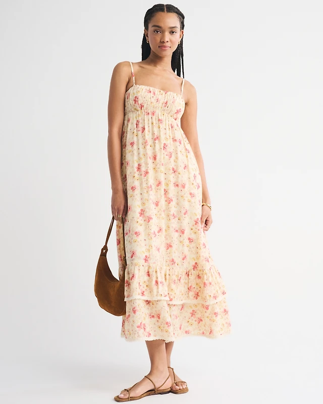 Abercrombie & Fitch Bra-Free Clasp-Back Cutwork Flowy Maxi Dress |  MainPlace Mall