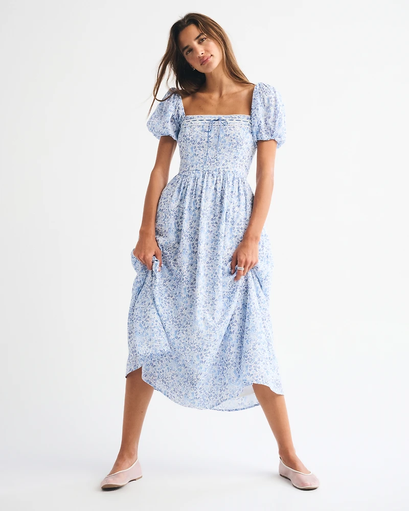 The A&F Emerson Puff Sleeve Midi Dress