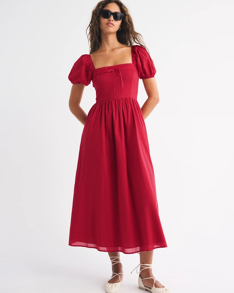The A&F Emerson Puff Sleeve Midi Dress