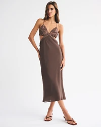 Beaded Cutout Slip Midi Dress