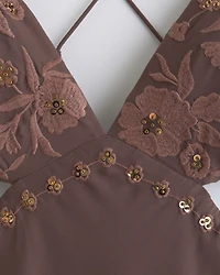 Beaded Cutout Slip Midi Dress