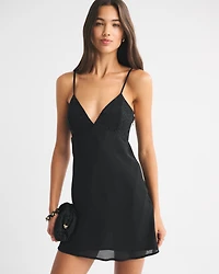 V-Neck Embellished Slip Mini Dress