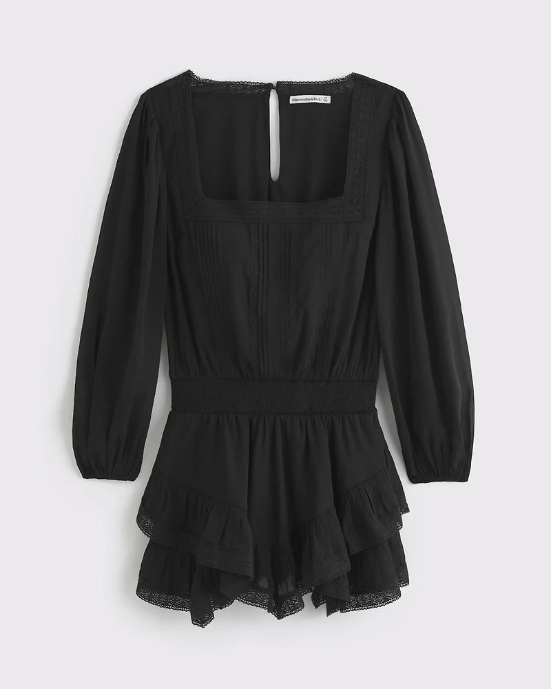 Long-Sleeve Ruffle Easy Waist Skort