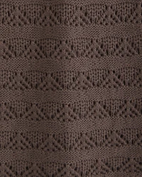 Long-Sleeve Tie-Back Crochet-Style Mini Dress