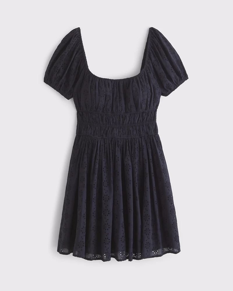 Puff Sleeve Smocked Mini Dress