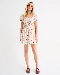 Puff Sleeve Smocked Mini Dress