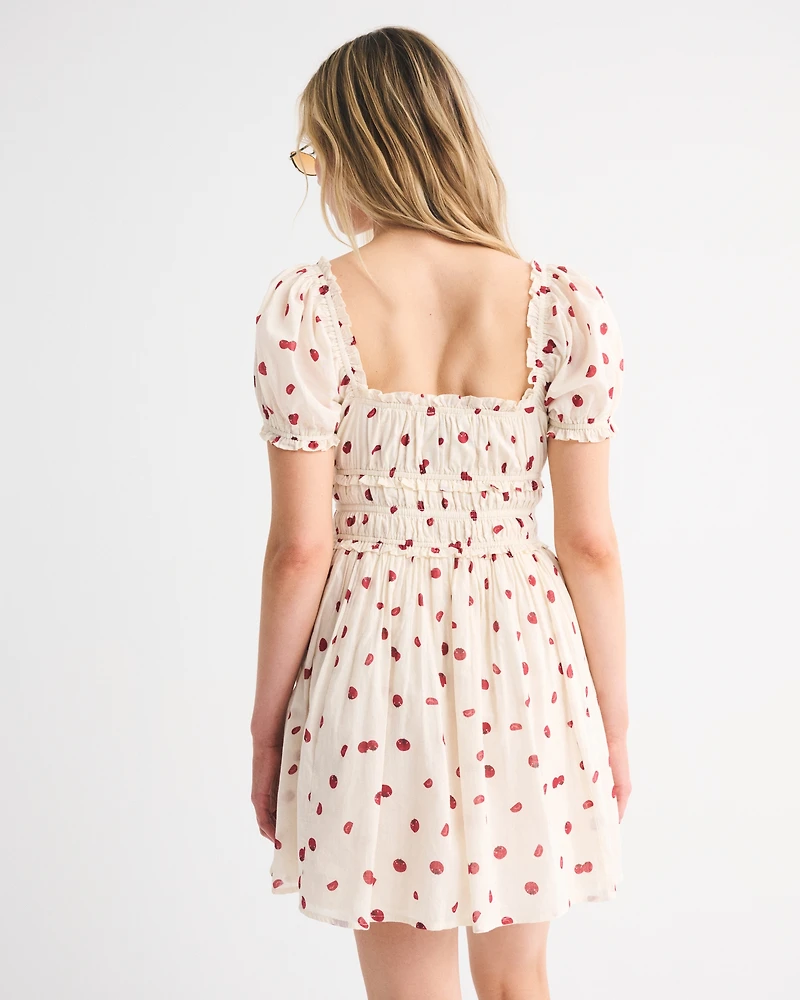 Puff Sleeve Smocked Mini Dress