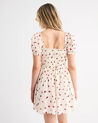 Puff Sleeve Smocked Mini Dress