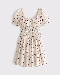 Puff Sleeve Smocked Mini Dress