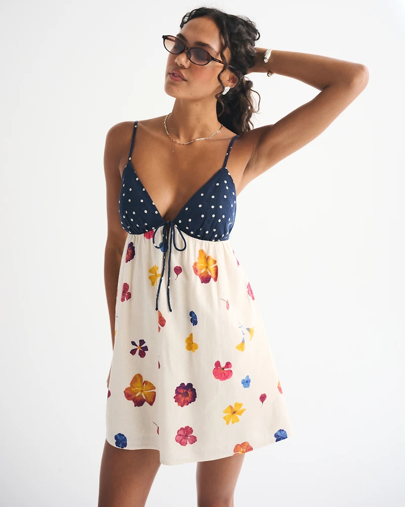 Bra-Free Tie-Front Lace-Pieced Skort