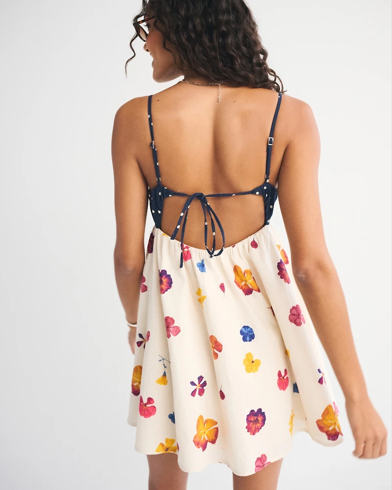 Bra-Free Tie-Front Lace-Pieced Skort