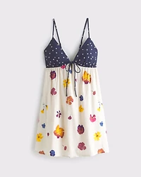 Bra-Free Tie-Front Lace-Pieced Skort