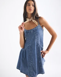 Scoopneck Flowy Denim Mini Dress