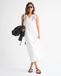 V-Neck Embroidered Maxi Dress