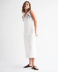 V-Neck Embroidered Maxi Dress