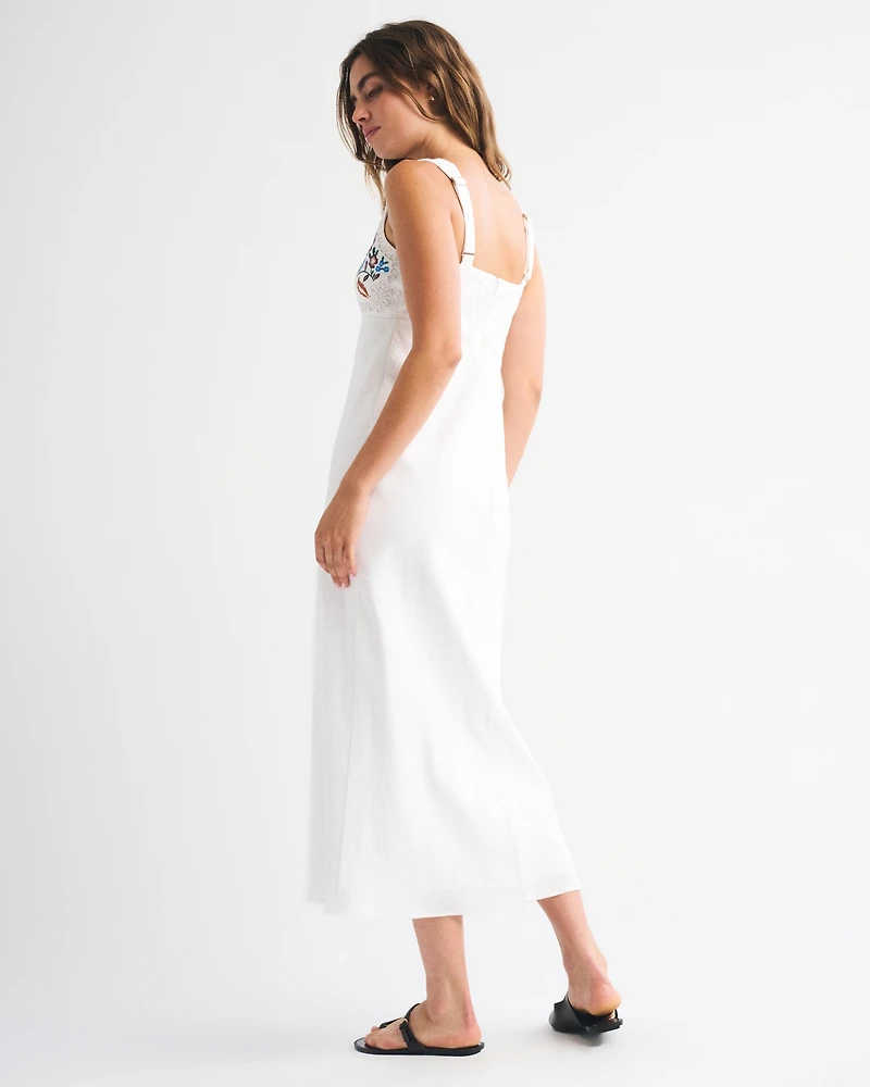 V-Neck Embroidered Maxi Dress