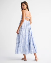 Tiered Ruffle V-Neck Maxi Dress