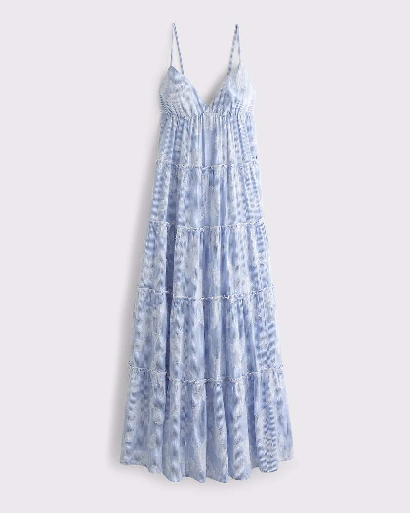 Tiered Ruffle V-Neck Maxi Dress
