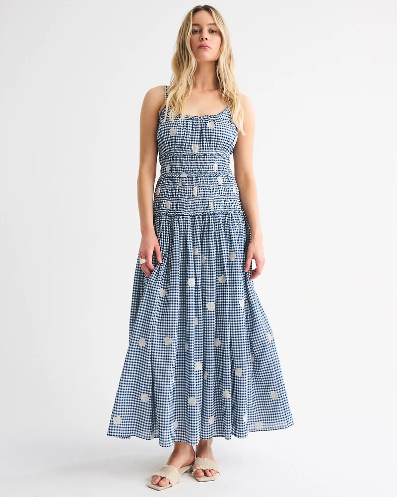 Smocked Drop-Waist Maxi Dress